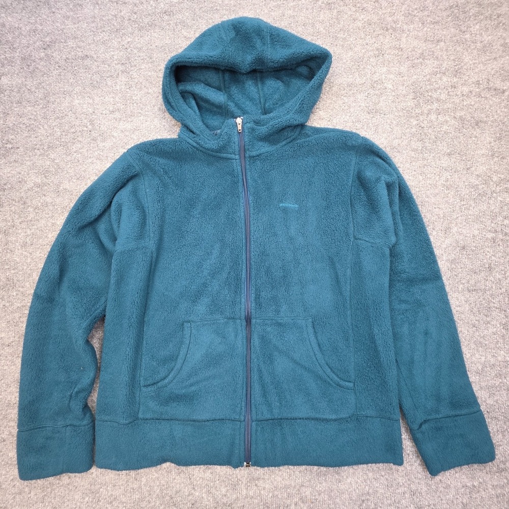 High-Pile Synchilla Hoodie Zip Up Jacket Women's XL Teal Plush Soft